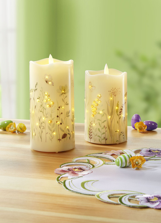 Wohnaccessoires - LED-Echtwachskerzen, 2er-Set, in Farbe CREME Ansicht 1