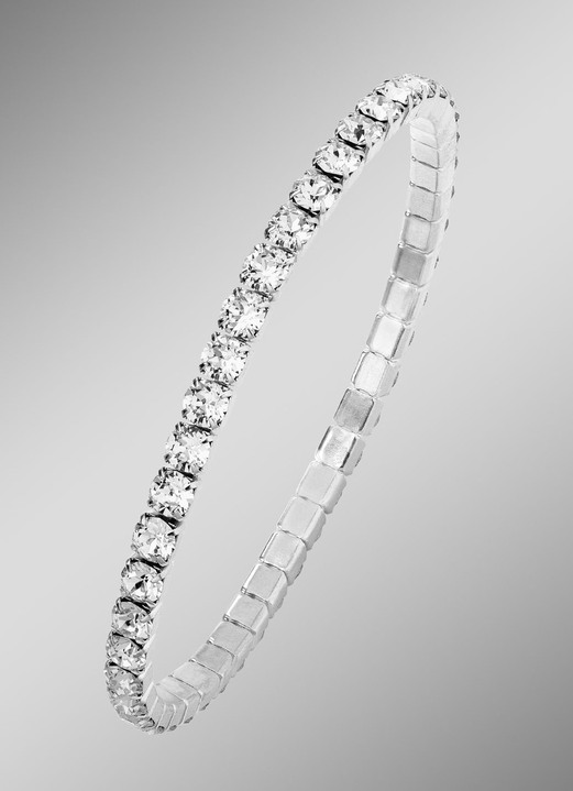 Damen-Modeschmuck - Armband aus Edelstahl mit weißen Kristallen, in Farbe  Ansicht 1