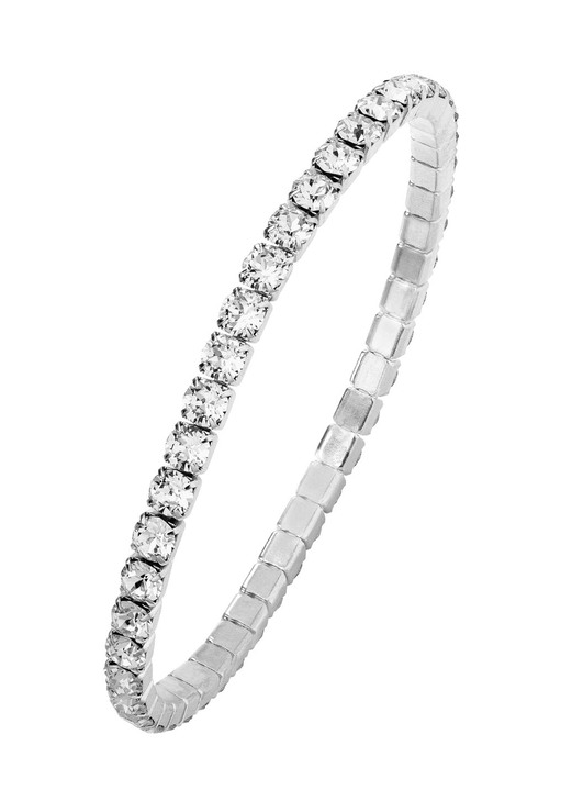 Damen-Modeschmuck - Armband aus Edelstahl mit weißen Kristallen Ansicht 2 Damen-Modeschmuck - Armband aus Edelstahl mit weißen Kristallen, in Farbe  Ansicht 2