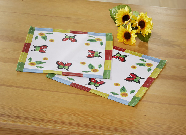 Tischdecken - Bunte Tisch- und Raumdekoration, in Größe (2 Deckchen, 30x 30 cm) bis 404 (Kissenbezug, 40x 40 cm), in Farbe WEISS-BUNT Ansicht 4