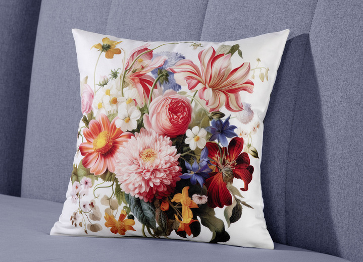 Kissenbezüge - Kissenbezug in Samtoptik, in Farbe BUNT, in Ausführung Blumen-Motiv Ansicht 1
