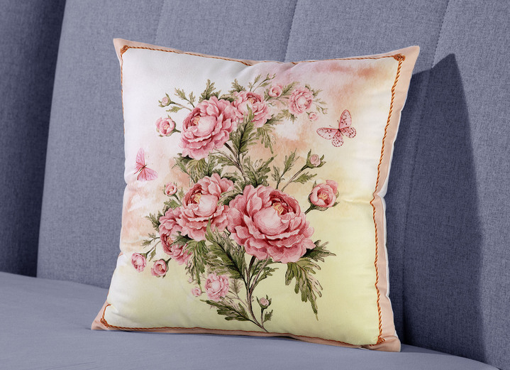 Kissenbezüge - Kissenbezug in Samtoptik, in Farbe BUNT, in Ausführung Blumen-Motiv Ansicht 3