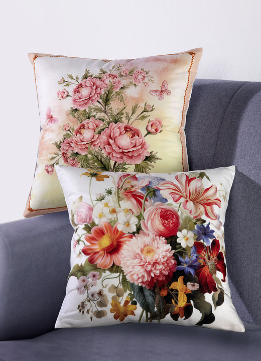 Kissenbezüge - Kissenbezug in Samtoptik, in Farbe BUNT, in Ausführung Blumen-Motiv Ansicht 2