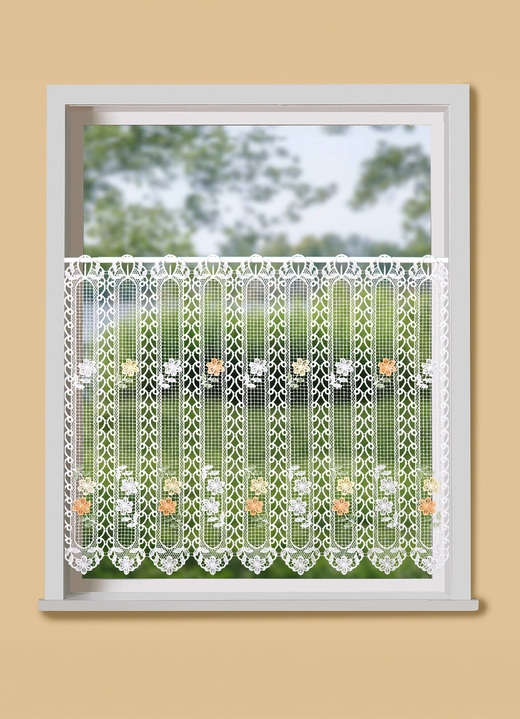 Landhaus & Küche - Kurzstore in Macramé-Qualität, in Größe 660 (H30xB100 cm) bis 858 (H60xB130 cm), in Farbe WEISS Ansicht 2