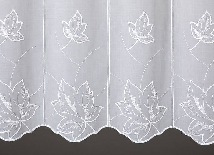 Landhaus & Küche - Kurzstore mit aufwendiger Plauener Stickerei, in Größe 786 (H40xB 80 cm) bis 858 (H55xB128 cm), in Farbe ECRU-ECRU Ansicht 2