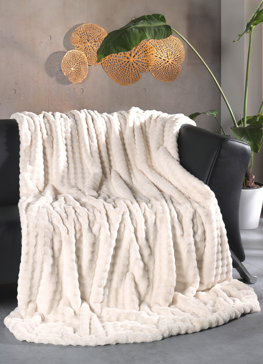 Decken - Wohnaccessoires in weicher Super-Soft-Touch Qualität, in Größe 225 (Wohndecke, 150x200 cm) bis 905 (Kissenbezug, 50x 50 cm), in Farbe CREME Ansicht 5