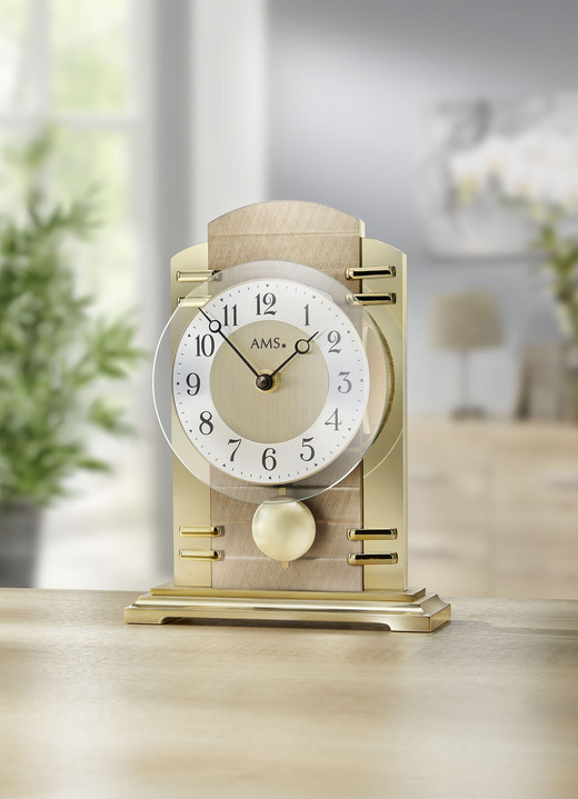 Uhren - Tischuhr mit Holzgehäuse aus dem Hause AMS, in Farbe SILBER Ansicht 2
