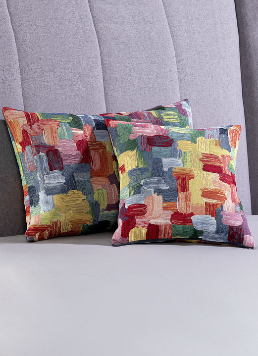 Kissenbezüge - Kissenbezug mit Reißverschluss, in Größe 105 (Kissenbezug, 40x40 cm) bis 110 (Kissenbezug, 50x50 cm), in Farbe BUNT, in Ausführung Dessin 1: Farbenmeer Ansicht 2