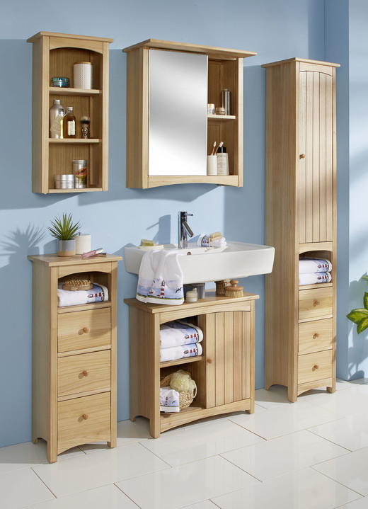 Badmöbel - Badmöbel-Programm aus massivem Holz, in Farbe NATUR, in Ausführung Hängeregal Ansicht 1