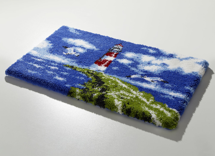 Badgarnituren - Badgarnitur von Grund mit maritimem Dessin, in Größe 100 (Vorleger halbrund, 50x 80 cm) bis 112 (WC-Deckelbezug, 47x 50 cm), in Farbe MULTICOLOR Ansicht 4