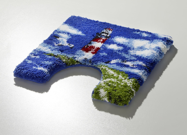 Badgarnituren - Badgarnitur von Grund mit maritimem Dessin, in Größe 100 (Vorleger halbrund, 50x 80 cm) bis 112 (WC-Deckelbezug, 47x 50 cm), in Farbe MULTICOLOR Ansicht 6