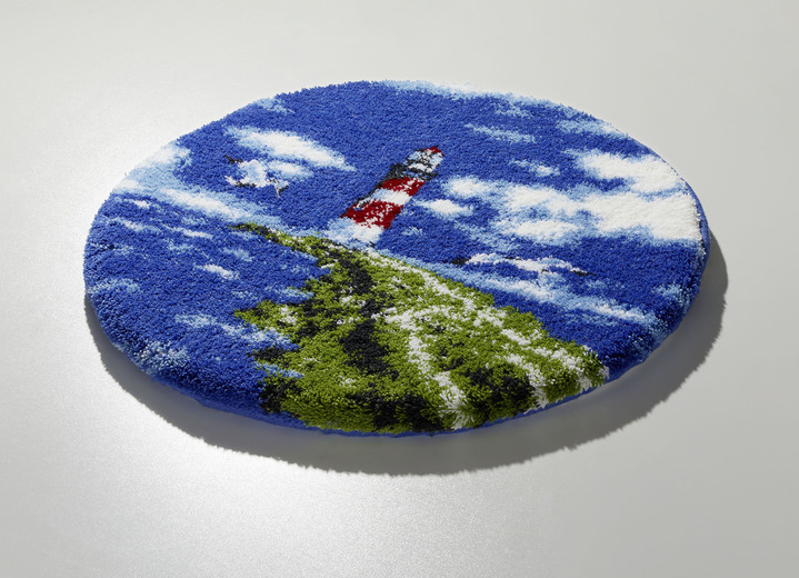 Badgarnituren - Badgarnitur von Grund mit maritimem Dessin, in Größe 100 (Vorleger halbrund, 50x 80 cm) bis 112 (WC-Deckelbezug, 47x 50 cm), in Farbe MULTICOLOR Ansicht 5