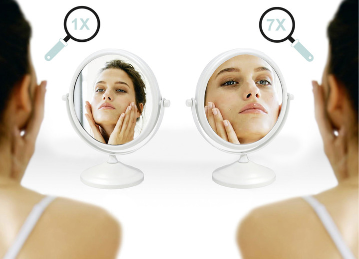 Körperpflege & Kosmetik - Kosmetik-Spiegel mit stabilem Metallgehäuse, in Farbe WEISS Ansicht 6