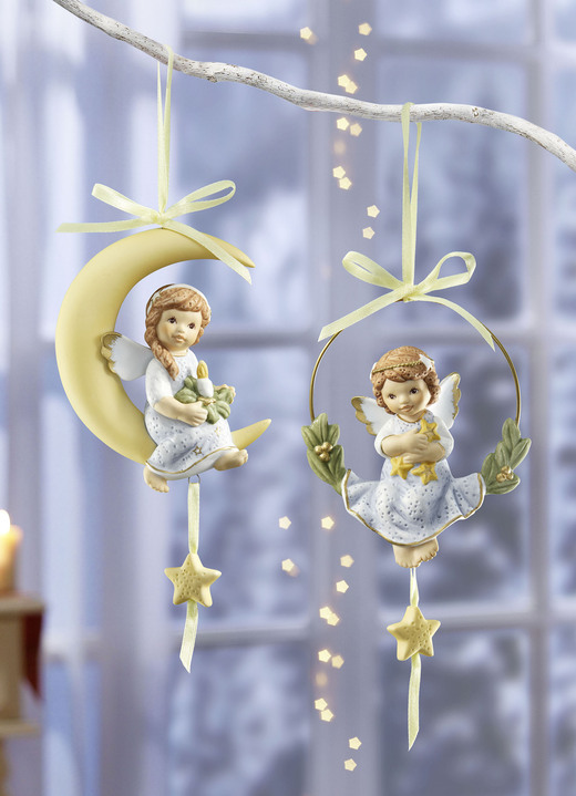 Fensterdekorationen - Aufhänger aus hochwertigem Porzellan, in Farbe BUNT, in Ausführung Engel im Kreis Ansicht 2