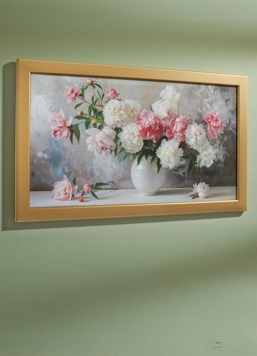 Blumen - Hochwertiges Leinwandbild, in Farbe WEISS-ROSA-GOLD