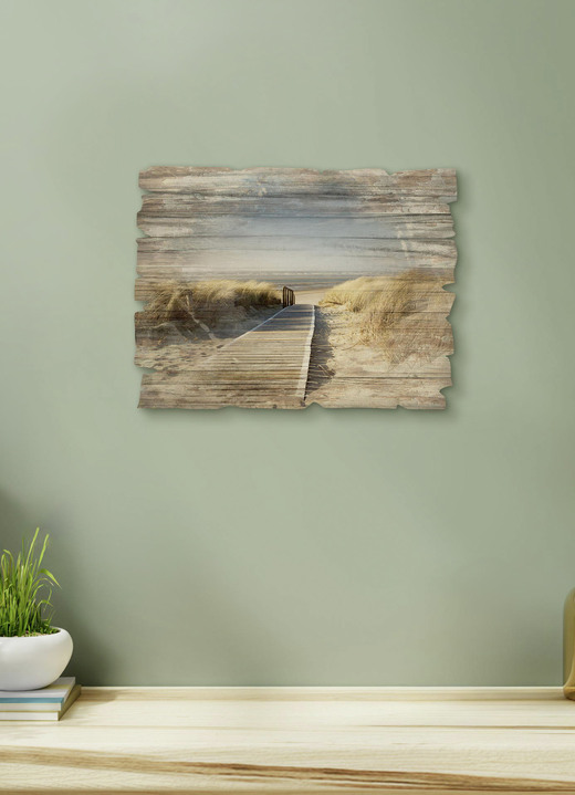 Landschaft - Holzbild im Vintage-Charakter, in Farbe NATUR-BRAUN Ansicht 1