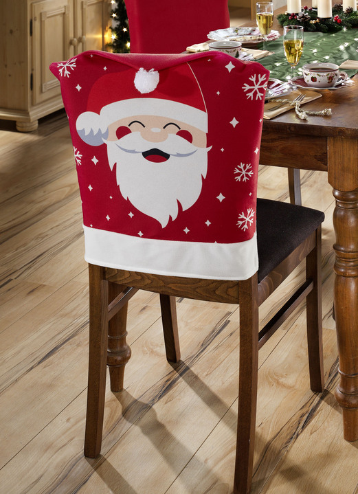 Weihnachtliche Dekorationen - Stuhlhussen aus weichem Fleece, in Größe 106 (Stuhlhussen, 2er-Set, 48x60 cm) bis 112 (Stuhlhussen, 4er-Set, 48x60 cm), in Farbe BUNT