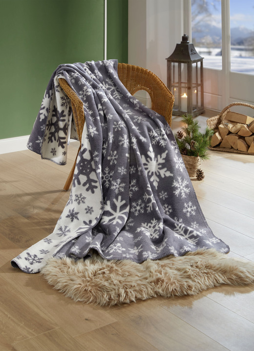 Decken - Wohndecke mit Eiskristall-Motiven, in Farbe GRAU Ansicht 1