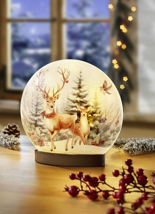 Weihnachtliche Dekorationen - Leuchte mit Hirschmotiv, in Farbe BRAUN-GRÜN