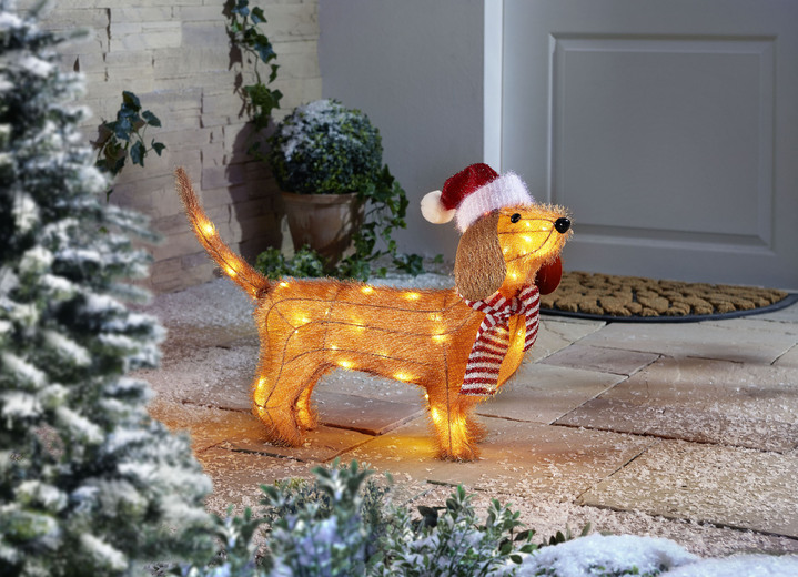 Außendekorationen - LED-Weihnachts-Dackel, in Farbe BRAUN