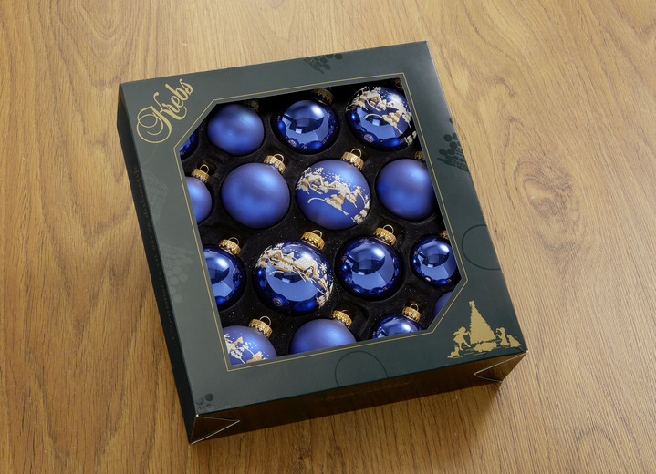 Christbaumschmuck - Hochwertiger Weihnachtsbaumschmuck, in Farbe BLAU, in Ausführung Weihnachtsbaumkugeln, 16-teilig Ansicht 1