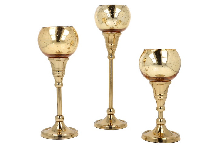 Weihnachtliche Dekorationen - Teelichthalter, 3er-Set, in Farbe GOLD