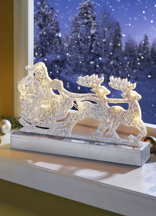 Fensterdekorationen - Beleuchteter Weihnachtsschlitten, in Farbe SILBER