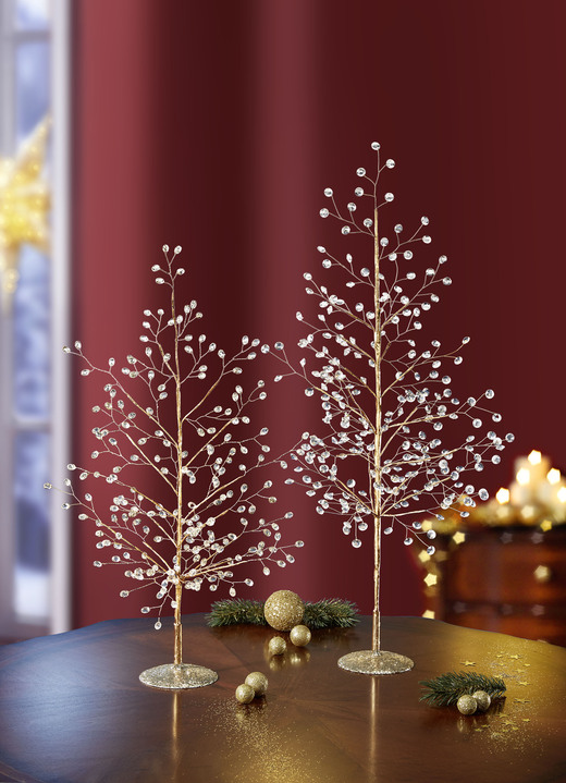 Weihnachtliche Dekorationen - Bäumchen mit Deko-Steinchen, in Farbe GOLD, in Ausführung Deko-Bäumchen klein