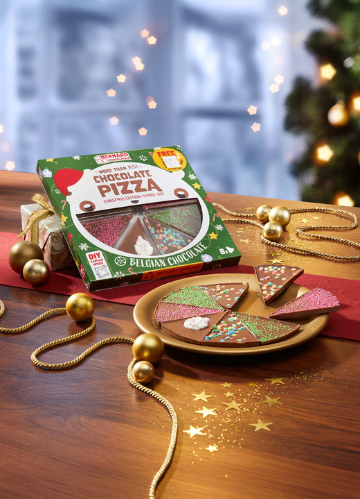 Weihnachtsleckereien - Schokoladenpizza aus Vollmilchschokolade, in Farbe GRÜN-ROT