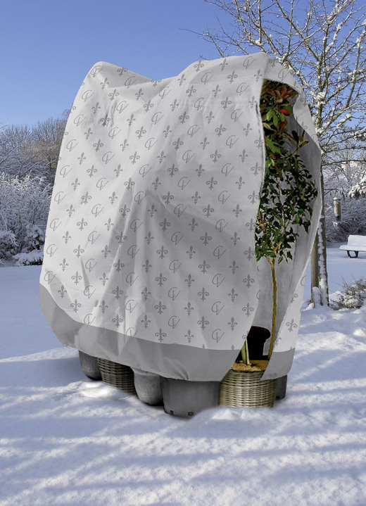 Winterlicher Garten - Mega-Vlieshaube mit Lilien-Motiv, in Farbe GRAU, in Ausführung Vlieshaube Lilie Ansicht 2