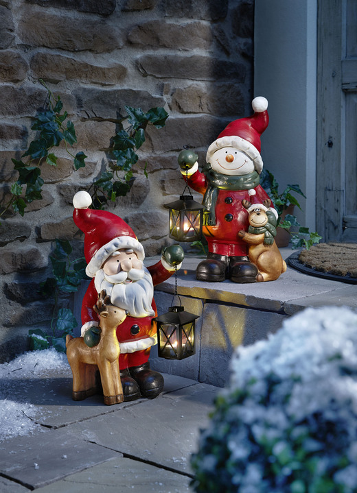 Außendekorationen - Weihnachtsfigur mit Laterne, in Farbe ROT-WEISS, in Ausführung Weihnachtsmann