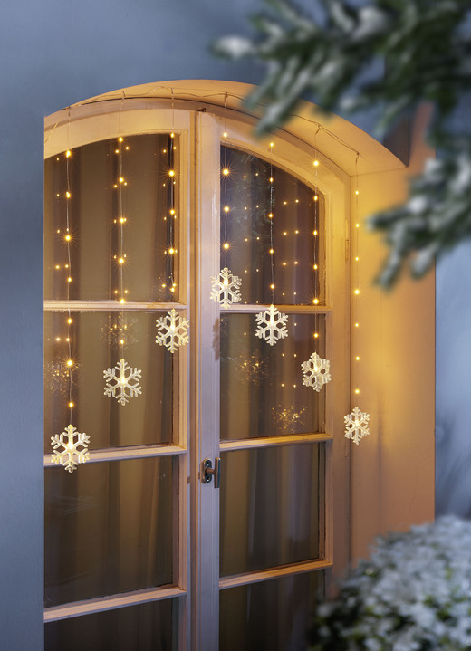 Weihnachtliche Dekorationen - LED-Vorhang Schneeflocken, in Farbe WEISS