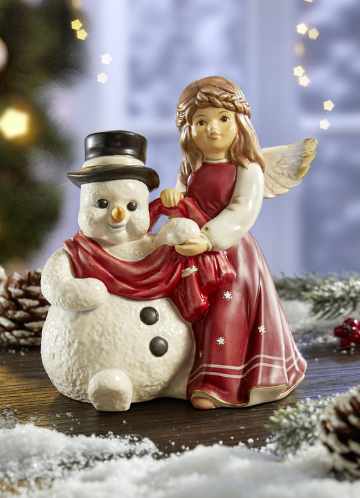 Weihnachten - Engel mit Schneemann von Goebel, in Farbe BORDEAUX Ansicht 1