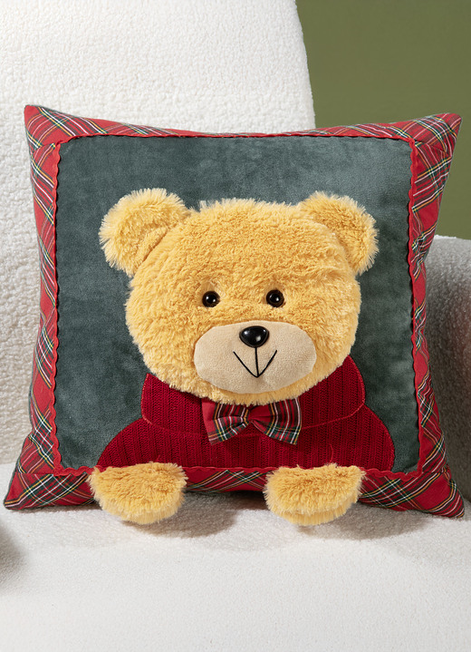 Weihnachtliche Dekorationen - Kissenbezüge Teddys in Samtoptik, in Farbe BUNT, in Ausführung Kissenbezug Teddyjunge Ansicht 1