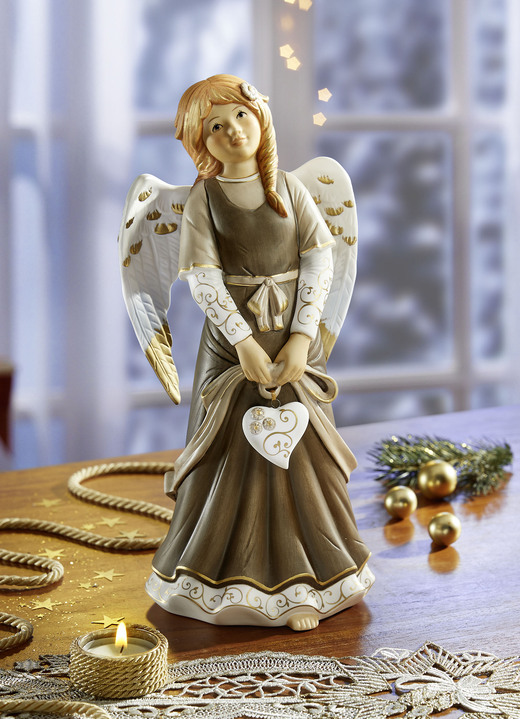 Goebel-Figuren - Schutzengel Gloria aus Biskuitporzellan, in Farbe CREME-BRAUN