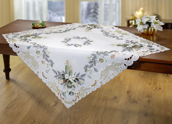 Tischdecken - Bestickte Tisch- und Raumdekoration Ansicht 11 Tischdecken - Bestickte Tisch- und Raumdekoration, in Größe 101 (Deckchen, 35x 50 cm) bis 404 (Kissenbezug, 40x 40 cm), in Farbe SEKT-GRAU Ansicht 11