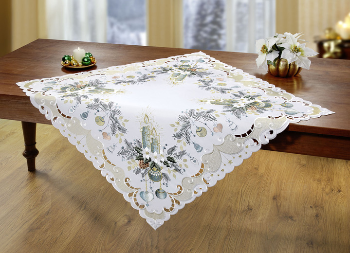 Tischdecken - Bestickte Tisch- und Raumdekoration Ansicht 12 Tischdecken - Bestickte Tisch- und Raumdekoration, in Größe 101 (Deckchen, 35x 50 cm) bis 404 (Kissenbezug, 40x 40 cm), in Farbe SEKT-GRAU Ansicht 12