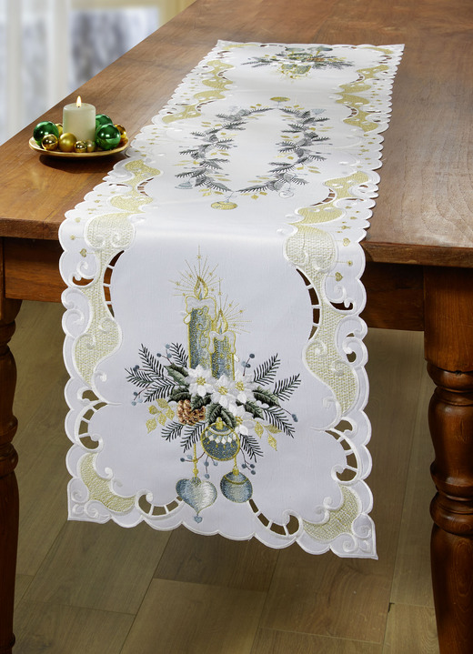Tischdecken - Bestickte Tisch- und Raumdekoration Ansicht 13 Tischdecken - Bestickte Tisch- und Raumdekoration, in Größe 101 (Deckchen, 35x 50 cm) bis 404 (Kissenbezug, 40x 40 cm), in Farbe SEKT-GRAU Ansicht 13