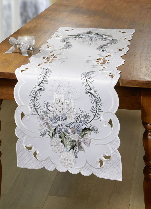 Tischdecken - Bestickte Tisch- und Raumdekoration Ansicht 3 Tischdecken - Bestickte Tisch- und Raumdekoration, in Größe 101 (Deckchen, 35x 50 cm) bis 404 (Kissenbezug, 40x 40 cm), in Farbe SEKT-GRAU Ansicht 3