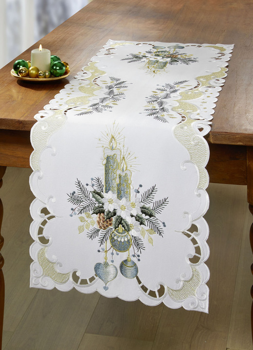 Tischdecken - Bestickte Tisch- und Raumdekoration Ansicht 14 Tischdecken - Bestickte Tisch- und Raumdekoration, in Größe 101 (Deckchen, 35x 50 cm) bis 404 (Kissenbezug, 40x 40 cm), in Farbe SEKT-GRAU Ansicht 14