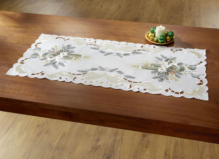 Tischdecken - Bestickte Tisch- und Raumdekoration Ansicht 15 Tischdecken - Bestickte Tisch- und Raumdekoration, in Größe 101 (Deckchen, 35x 50 cm) bis 404 (Kissenbezug, 40x 40 cm), in Farbe SEKT-GRAU Ansicht 15