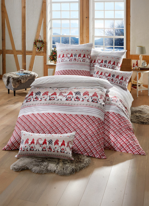 Bettwäsche - Flanell-Bettwäsche-Garnitur mit Reißverschluss, in Größe 111 (40x80 cm + 135x200 cm) bis 115 (80x80 cm + 155x220 cm), in Farbe MULTICOLOR