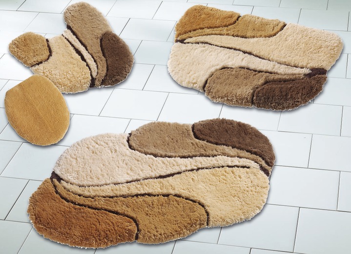 Badgarnituren - Badgarnitur mit rutschhemmender Rückseite, in Größe 100 (Vorleger halbrund, 50/80 cm) bis 112 (WC-Deckelbezug mit Kordel), in Farbe LILA Ansicht 2