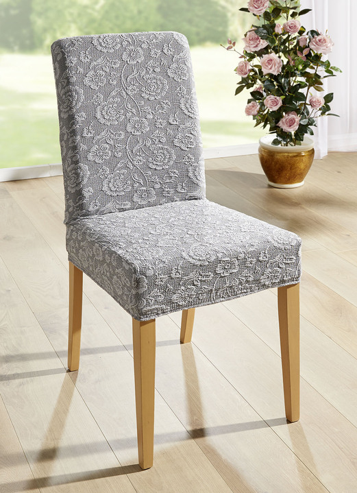 Sessel- & Sofaüberwürfe - Elastischer Stuhlbezug von Webana, in Größe 106 (Stuhlbezug) bis 112 (Stuhlbezug, preisgünstiges 2er-Set), in Farbe GRAU Ansicht 1