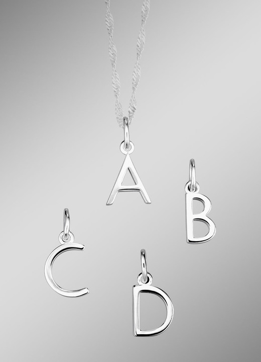 Halsketten & Armbänder - Bezaubernde Buchstaben-Anhänger aus Silber, in Größe 001 bis 026, in Farbe , in Ausführung Buchstabe Q Ansicht 1