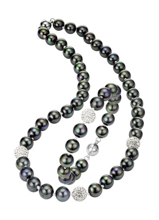 Damen-Modeschmuck - Wunderschön schimmerndes, 2-teiliges Schmuck-Set, in Farbe WEISS – Farbe DUNKELGRAU – Ansicht 