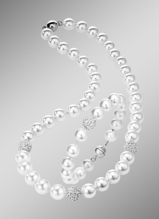 Damen-Modeschmuck - Wunderschön schimmerndes, 2-teiliges Schmuck-Set, in Farbe WEISS Ansicht 1