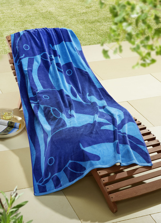 Handtücher - Extragroßes Strandlaken aus reiner Baumwolle, in Farbe BLAU