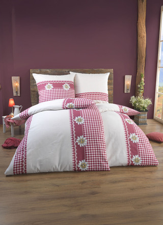 Beidseitig bedruckte Bettwäsche-Garnitur im Landhausstil