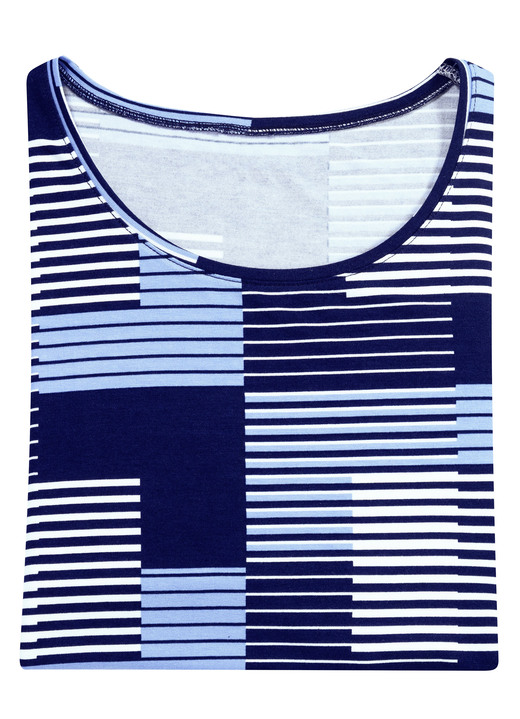 Shirts - Shirt mit Rundhalsausschnitt in 3 Farben, in Größe 036 bis 052, in Farbe SCHWARZ-BEIGE Ansicht 3